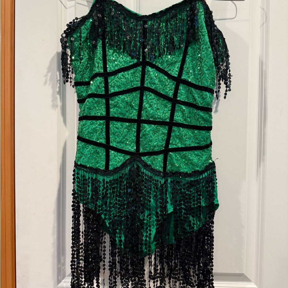 Wish Green and Black Beaded Dance Costume